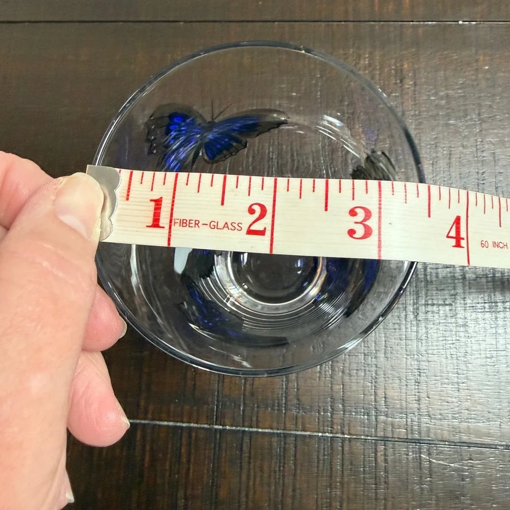 Painted Blue Butterfly Set‎ of 2 Nature Inspired Drinking Pint Glasses Fairycore